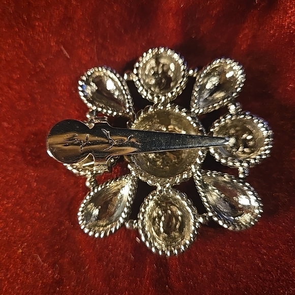 Purse, Hat ,Scarf Silver Flower Clip On - Picture 2 of 4